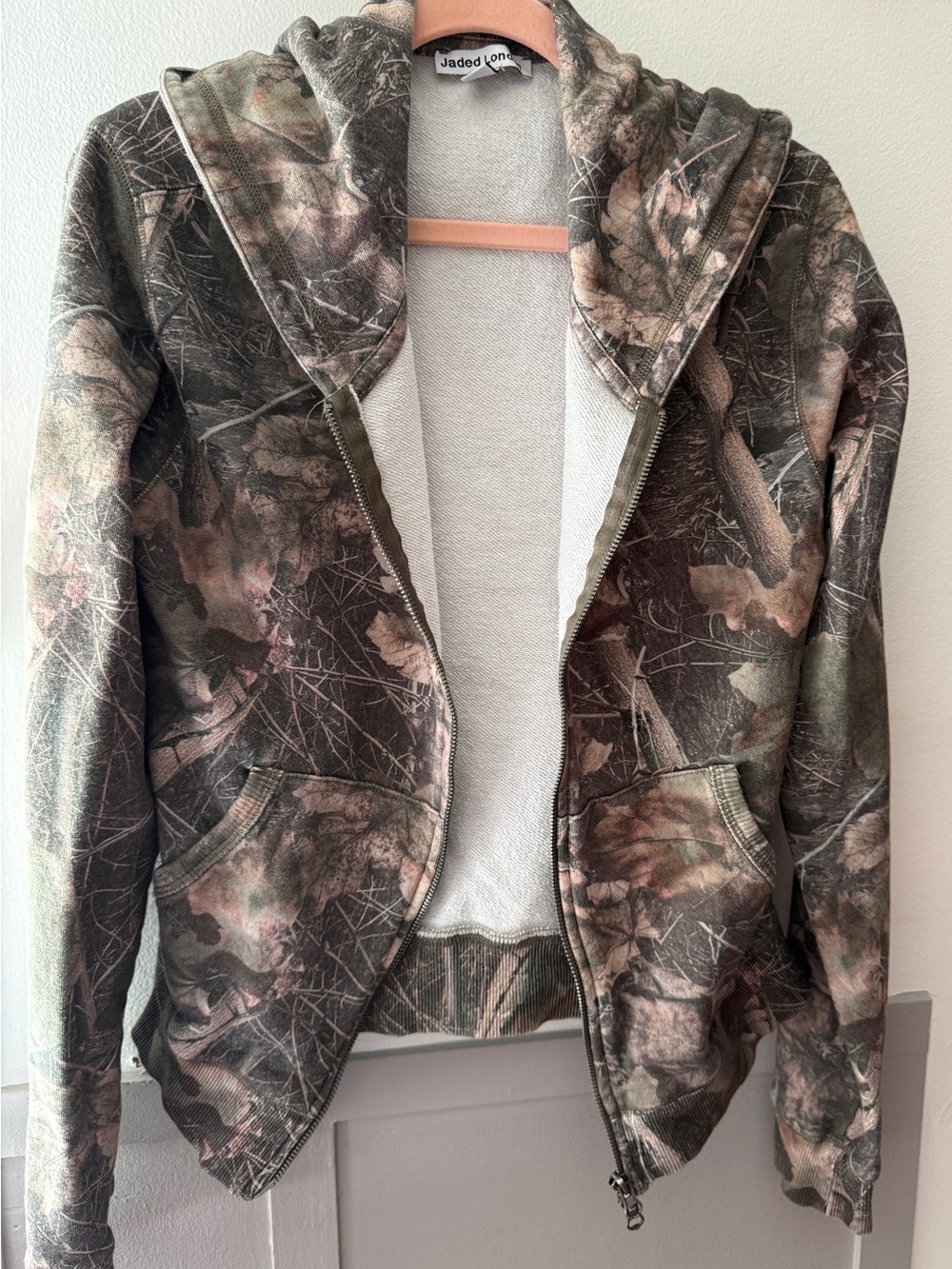 Jaded London Women's Camo Zip Hoodie Jacket - Olive, Brown